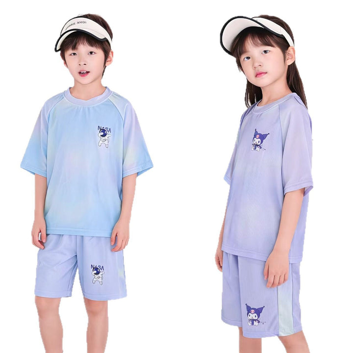Women's breathable children's sports set with short-sleeve shirt and elastic waistband shorts Mune Fashion
