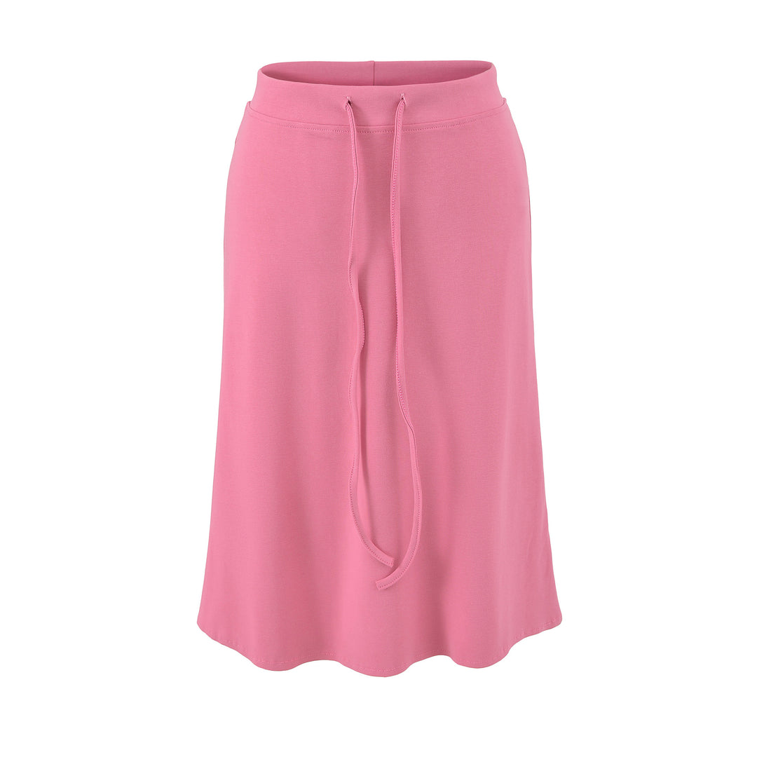 Women Jersey Midi Skirt with High Waist, Drawstring and A-Line Cut Mune Fashion
