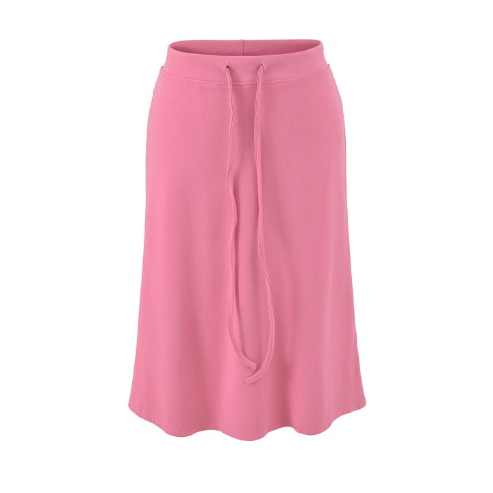 Women Jersey Midi Skirt with High Waist, Drawstring and A-Line Cut Mune Fashion