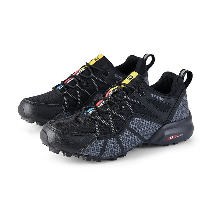 Men's robust trail running and outdoor sneaker with grippy multi-terrain profile sole, reinforced toe cap, and bungee lacing Mune Fashion