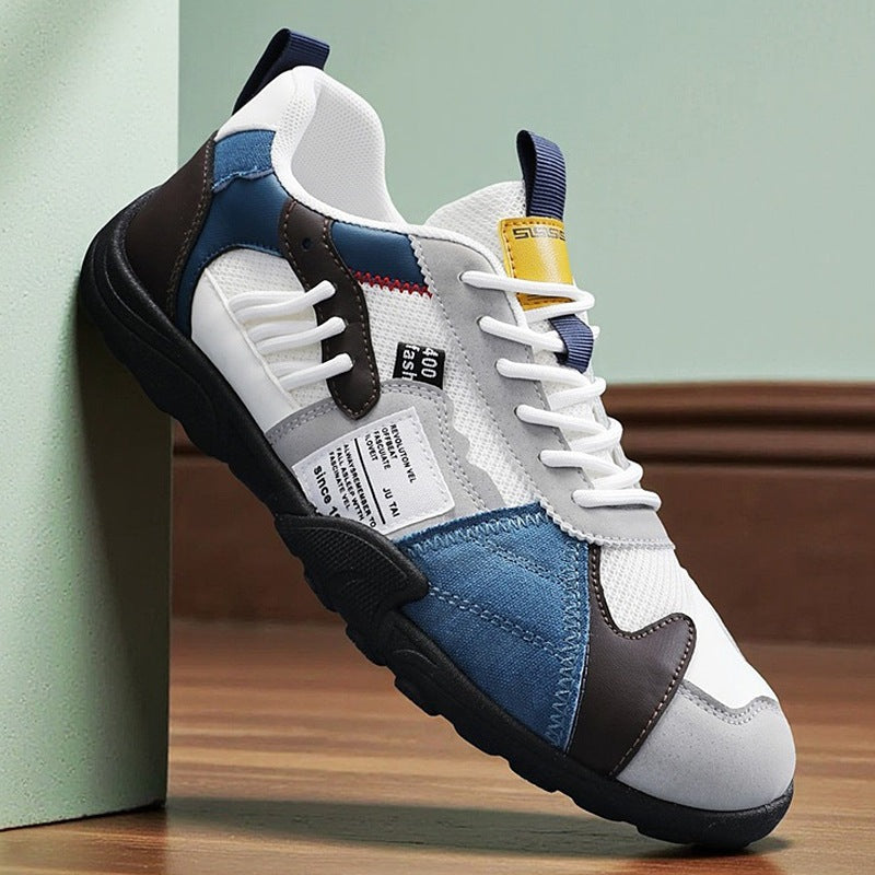 Men's sporty retro mesh leather mix sneakers with reinforced toe cap and grippy trail sole Mune Fashion