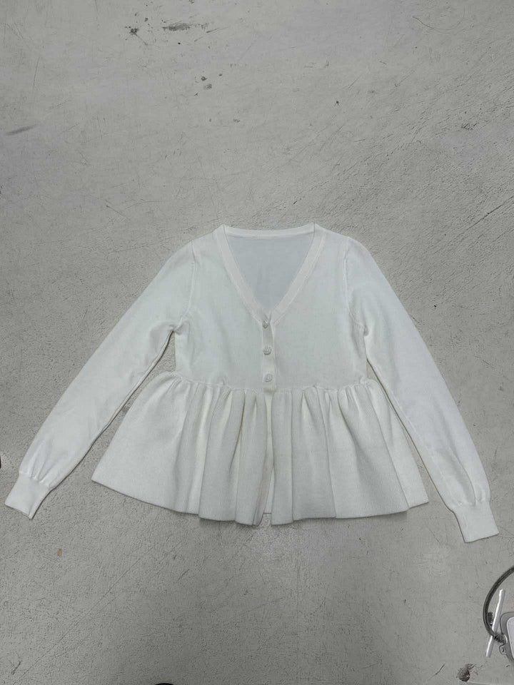 Women's long-sleeve top with empire waist, delicate button placket and lace trim Mune Fashion