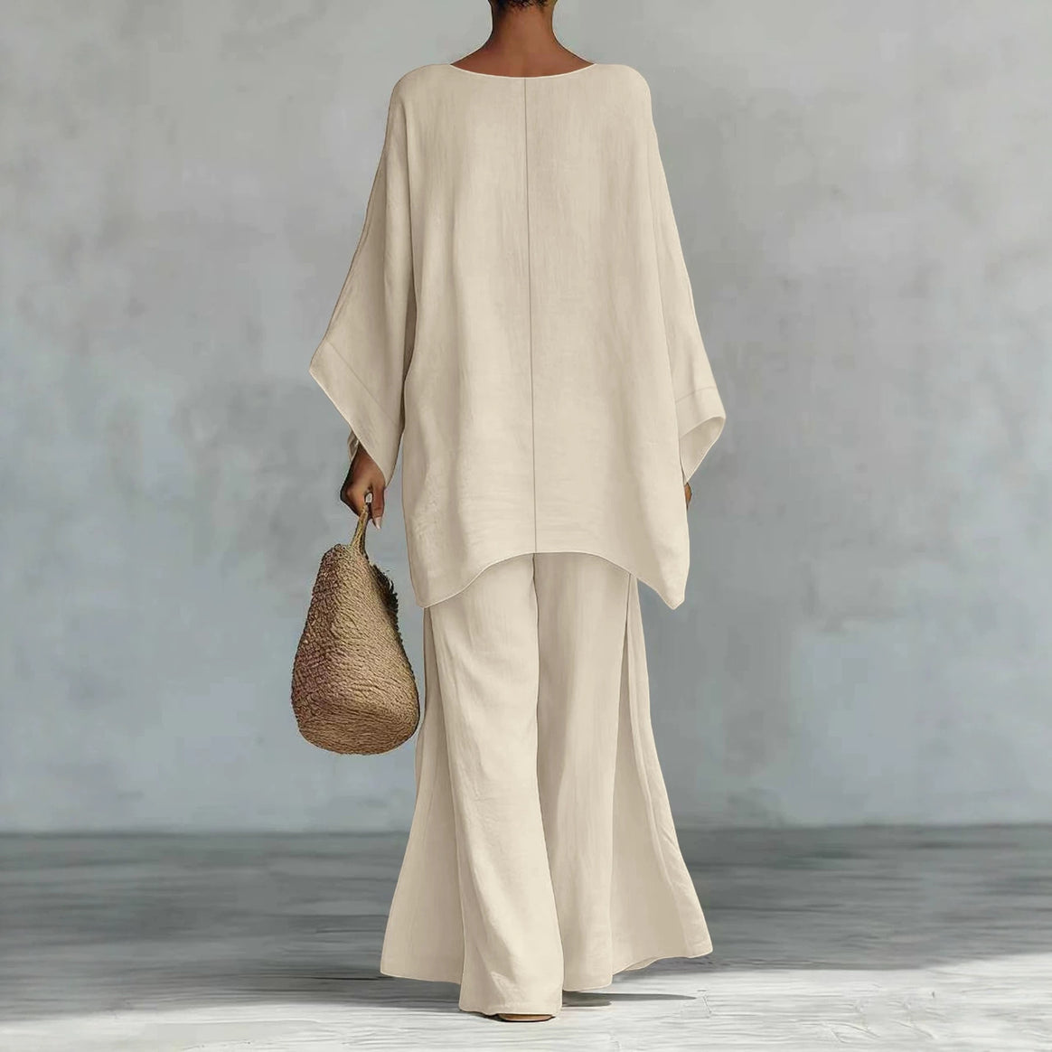 Women Casual Oversized Kaftan Top with Wide Palazzo Pants Mune Fashion