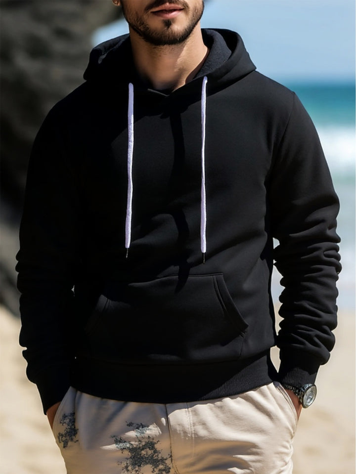 Men's hoodie made of French terry with kangaroo pocket & ribbed hem Mune Fashion