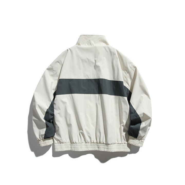 Men's sporty retro training jacket with striped detail and stand-up collar Mune Fashion
