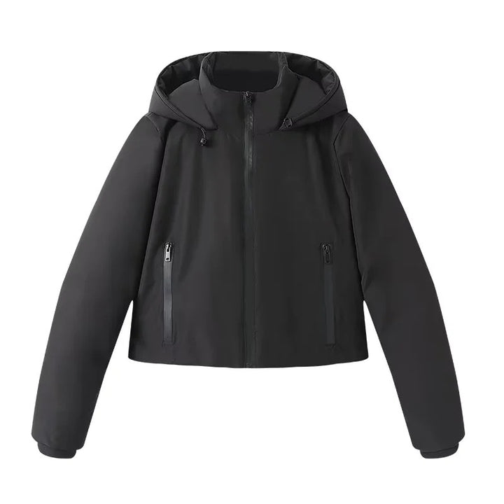 Women's short padded hooded jacket with water-repellent membrane and zip pockets Mune Fashion