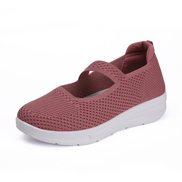 Women's knitted Mary Jane comfort slippers with elastic strap and cushioned outsole Mune Fashion