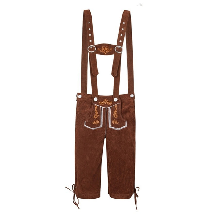 Men's Trachten leather shorts knee-length with adjustable suspenders and felt hat Mune Fashion