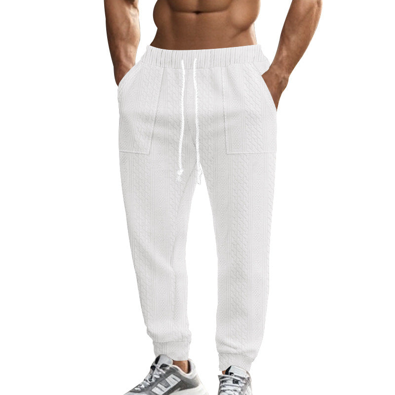 Men's cable knit joggers with drawstring waistband and patch pockets Mune Fashion