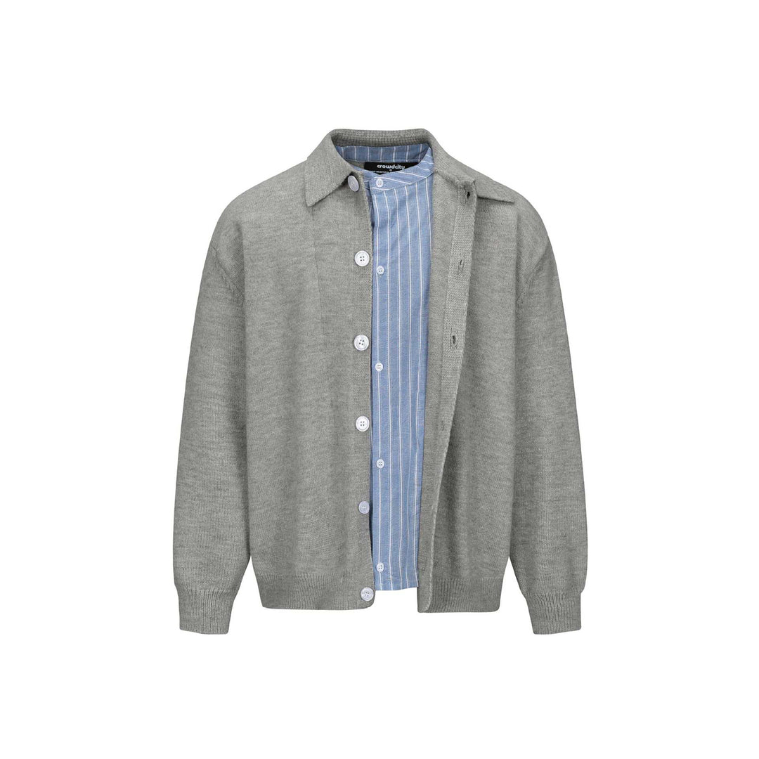 Men's knit cardigan with shirt collar, full button placket and ribbed hem Mune Fashion