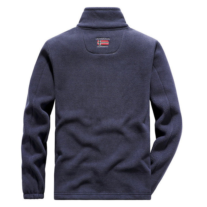 Men's fleece jacket with stand-up collar, full-length zipper, and warm teddy lining Mune Fashion
