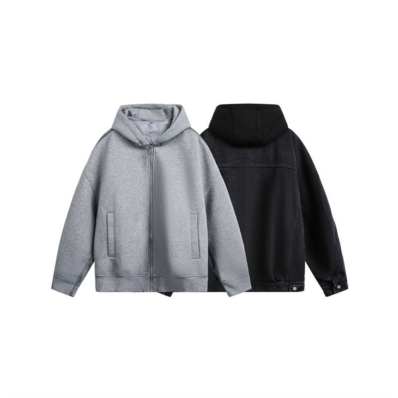 Unisex Oversize Hooded Sweat Jacket with Zipper, Side Pockets and Lined Hood Mune Fashion