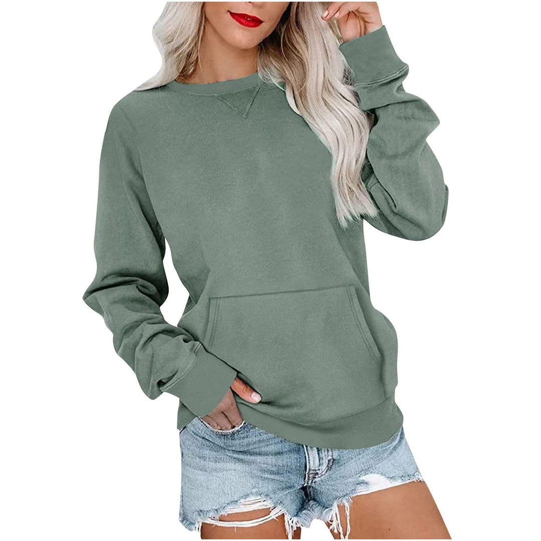 Women's Loose Sweatshirt with Round Neckline and Kangaroo Pocket Mune Fashion