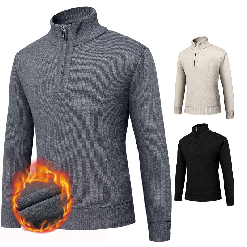 Men's thermo-lined half-zip pullover with stand-up collar and warming fleece inner side Mune Fashion
