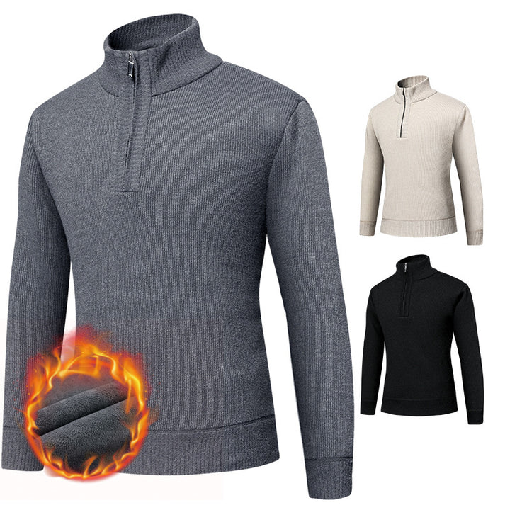 Men's thermo-lined half-zip pullover with stand-up collar and warming fleece inner side Mune Fashion