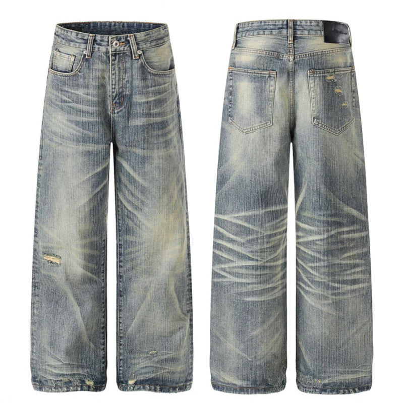 Women High-Waisted Wide-Leg Destroyed Jeans with Used Effect and Culotte Silhouette Mune Fashion