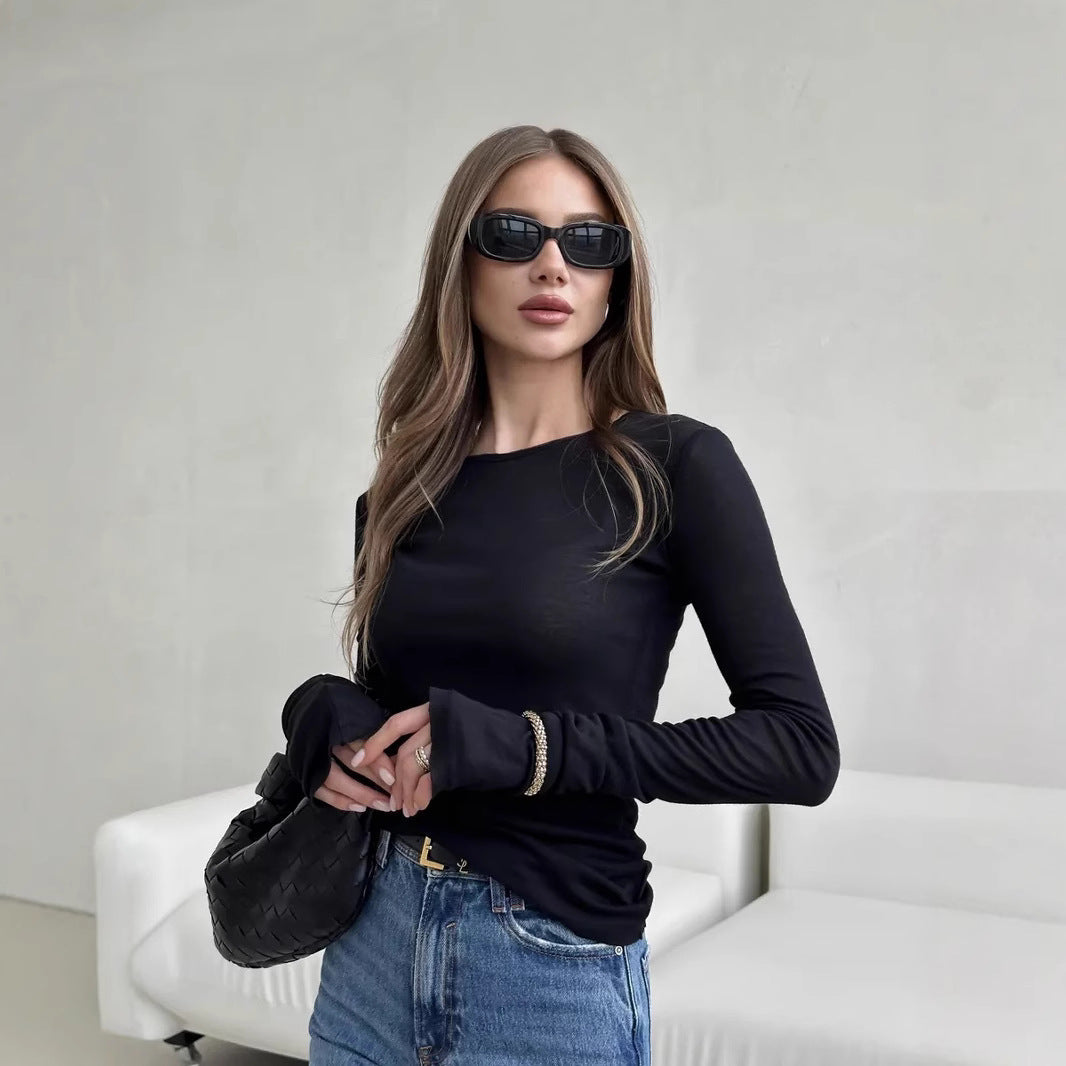 Women's Long Sleeve T-Shirt with Thumbholes Mune Fashion