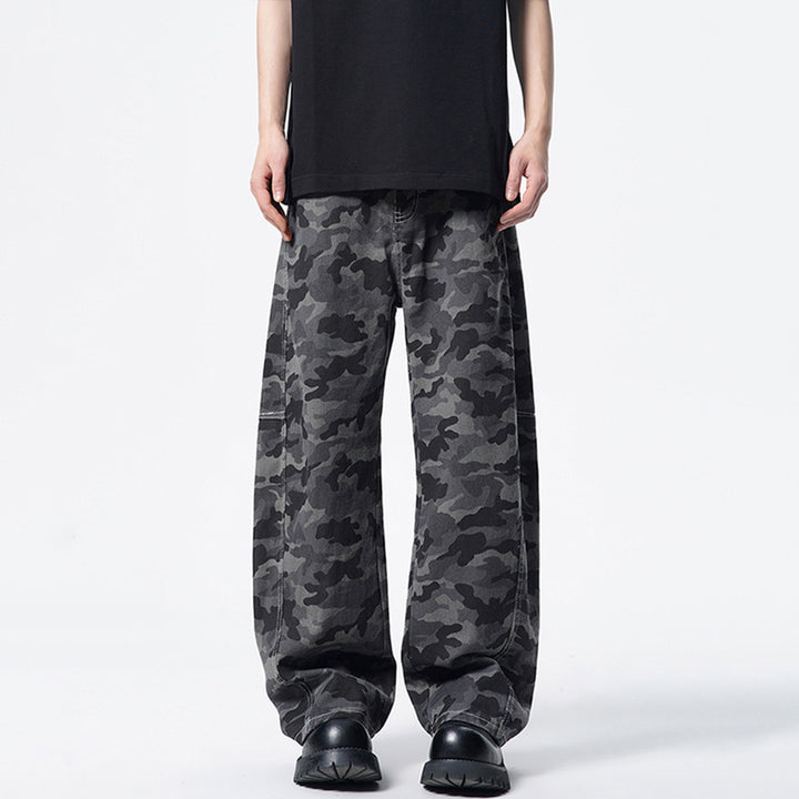 Men's Relaxed-Fit Camouflage Denim Pants with Extra Wide Leg Mune Fashion