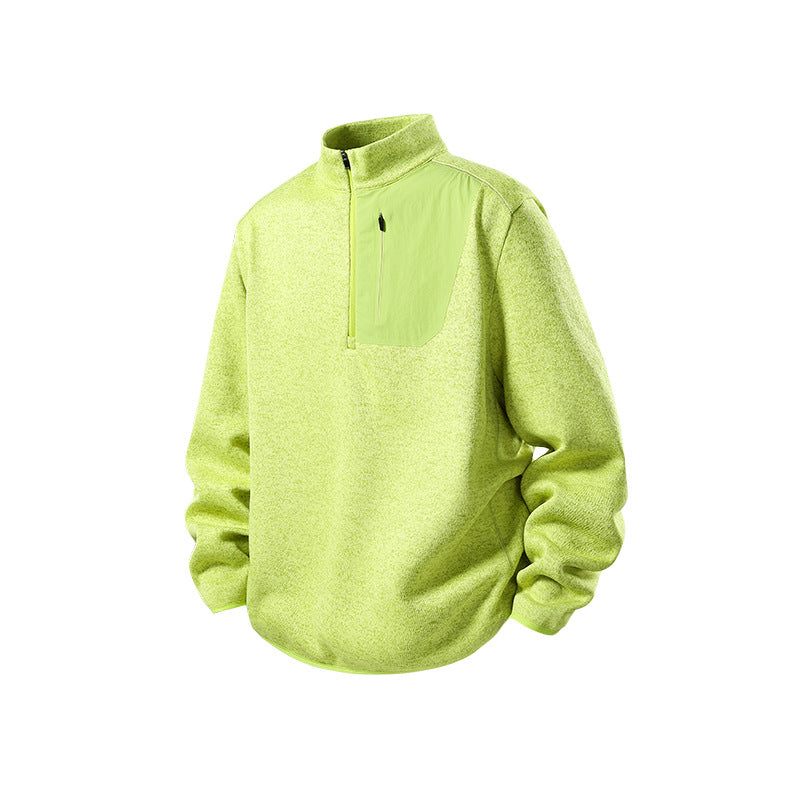 Herren Fleece-Halbzip-Pullover mit Stehkragen, Brustreißverschlusstasche und Relaxed-Fit Mune Fashion