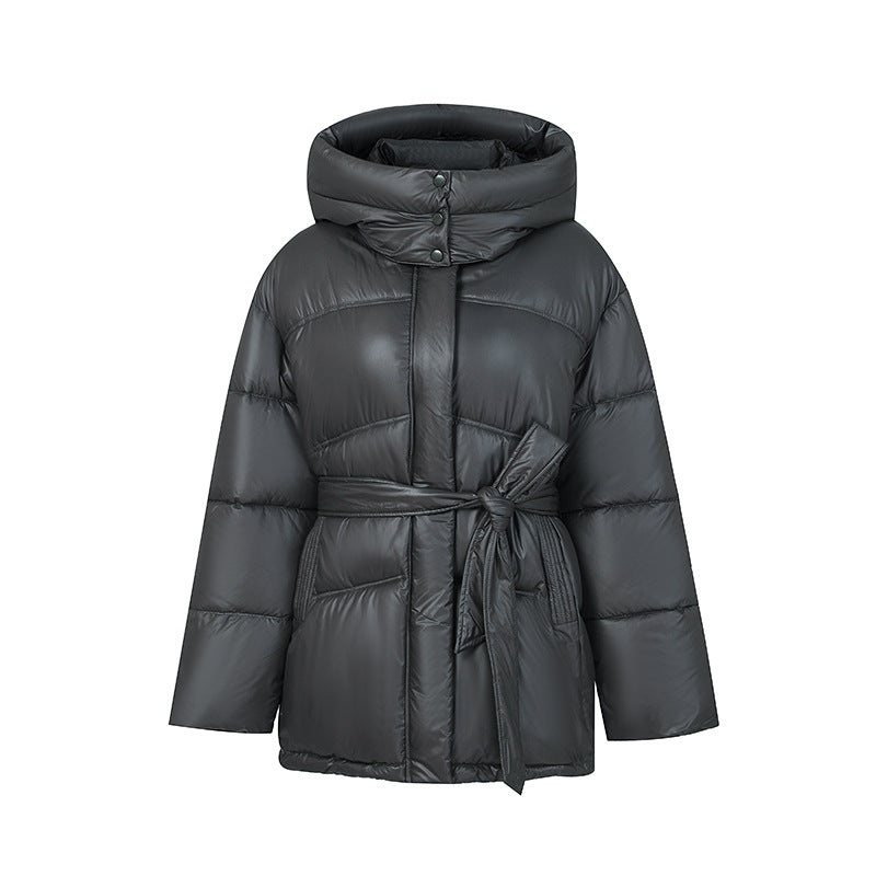 Ladies Stylish Padded Winter Coat with Belt and Hood Mune