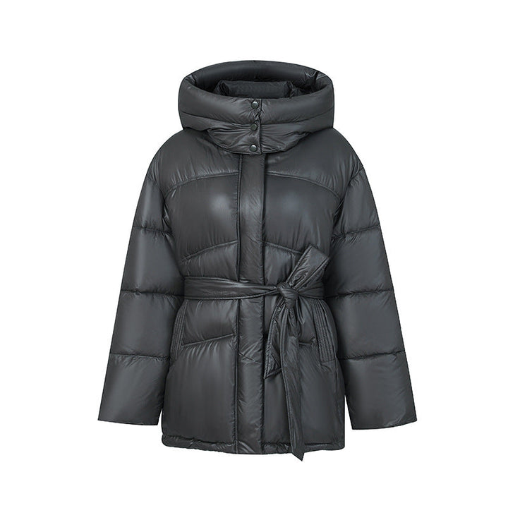 Ladies Stylish Padded Winter Coat with Belt and Hood Mune