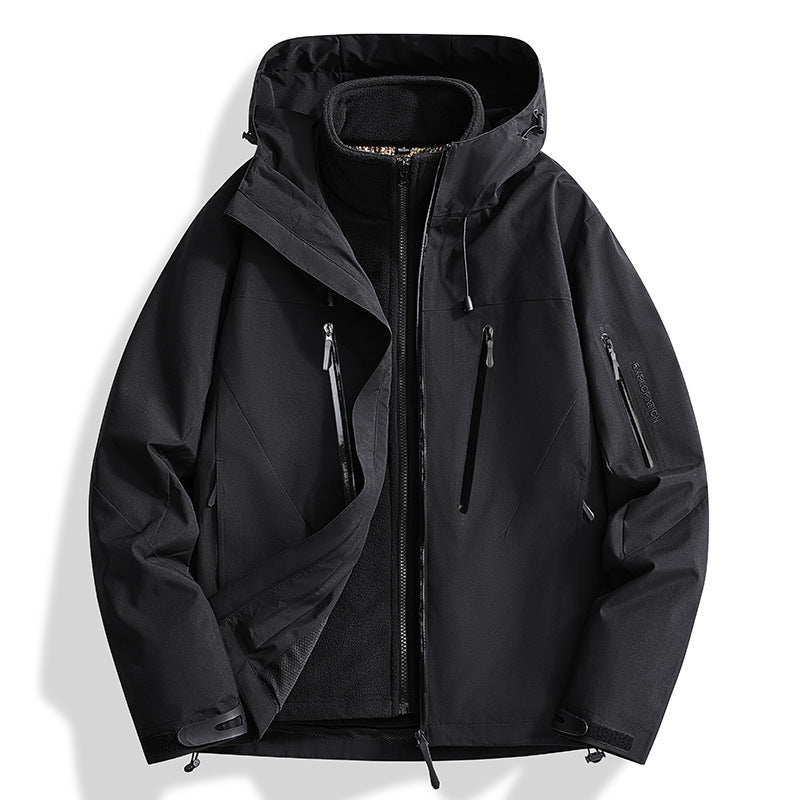 Men's two-in-one softshell outdoor jacket with detachable fleece inner jacket and waterproof zippers Mune Fashion