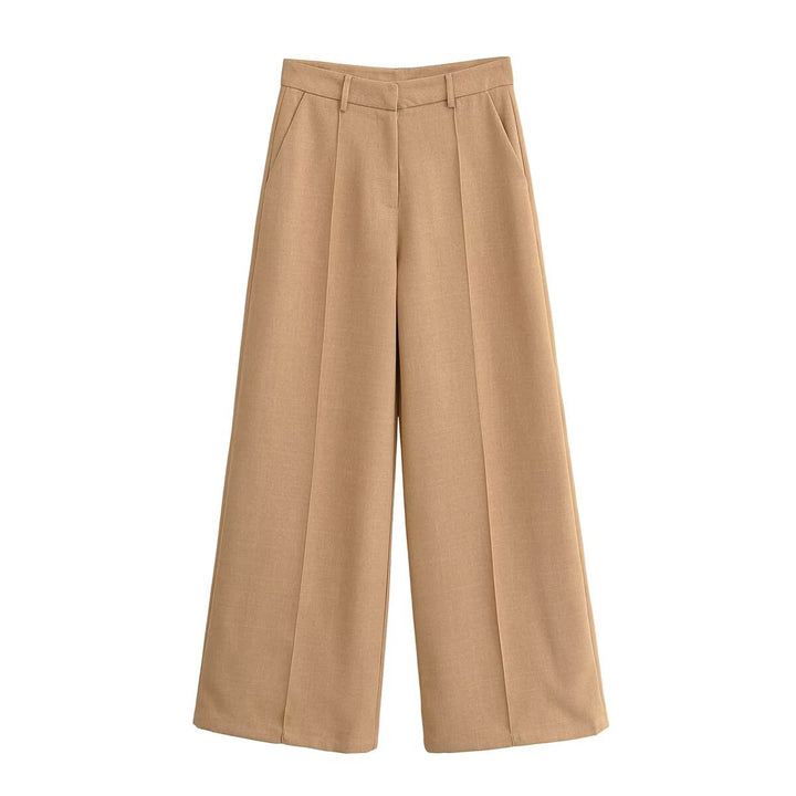 Women's Elegant High-Waist Culotte Pants in Linen Look with Crease Mune Fashion
