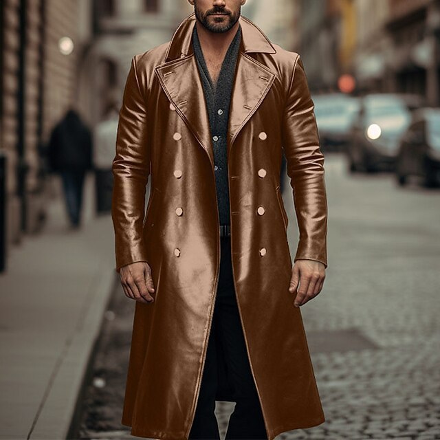Men's Elegant and Shiny Trench Coat Mune