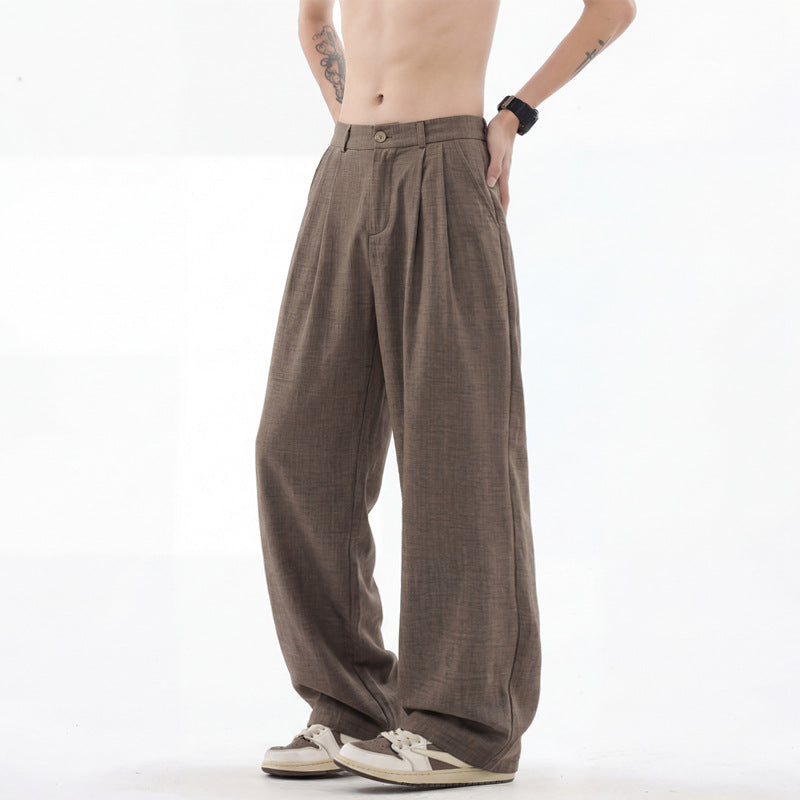 Men's wide linen pants with high pleats and casual cut Mune Fashion