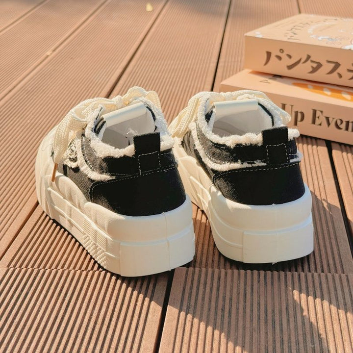 Women Stylish Chunky Sneakers with White Platform and Sturdy Upper Material Mune Fashion