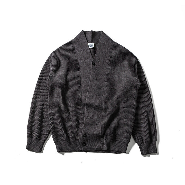 Unisex Oversized Knit Cardigan with Shawl Collar, Structure Mix and Button Placket Mune Fashion