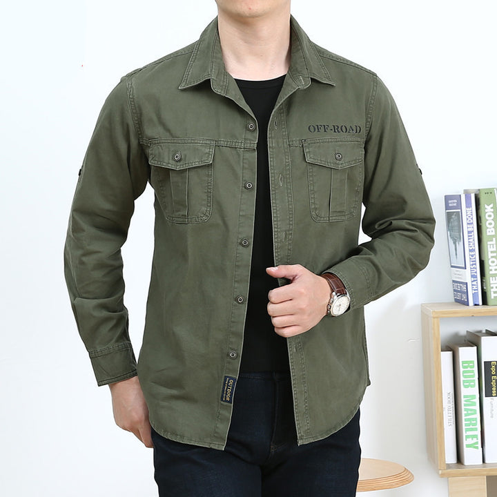 Men's Cotton Utility Shirt with Flap Pockets and Casual Fit Mune Fashion
