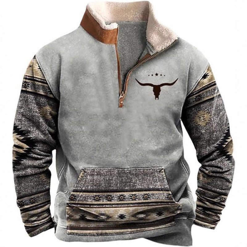 Men's Warming Fleece Pullover with Stand-Up Collar Mune Fashion