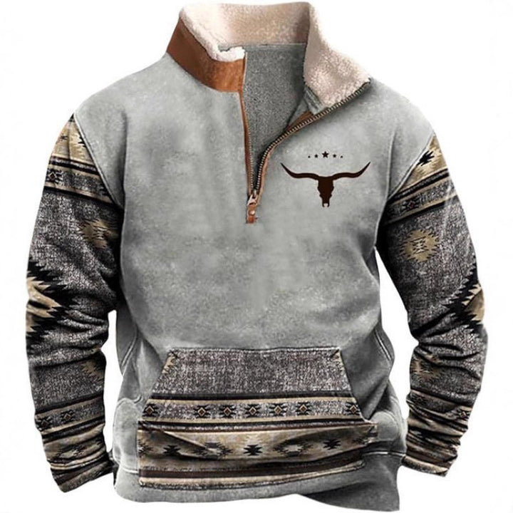 Men's Warming Fleece Pullover with Stand-Up Collar Mune Fashion