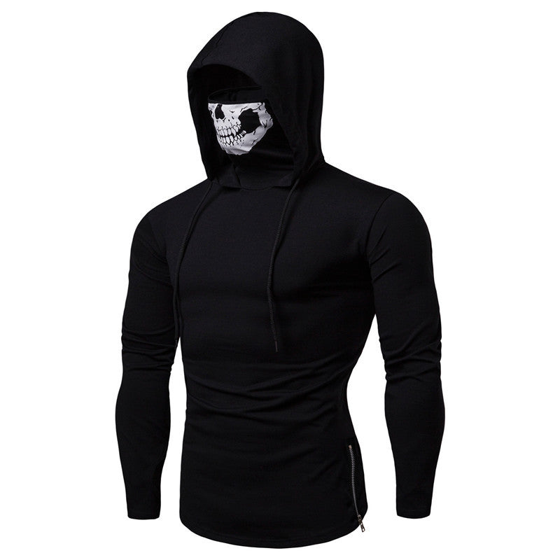 Men's Slim-Fit Hoodie with Integrated Skull Face Mask Mune Fashion