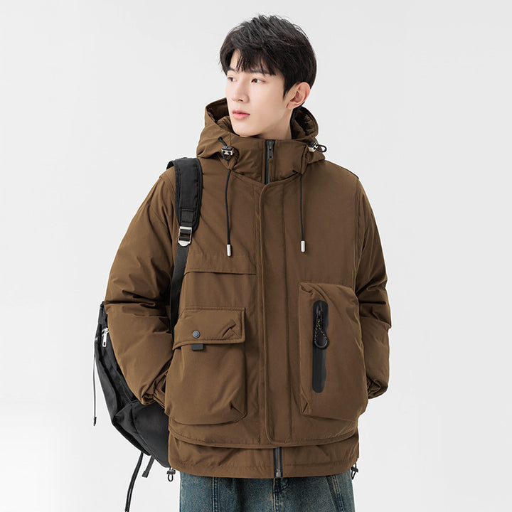 Men's padded hooded field jacket with multifunction pockets Drune