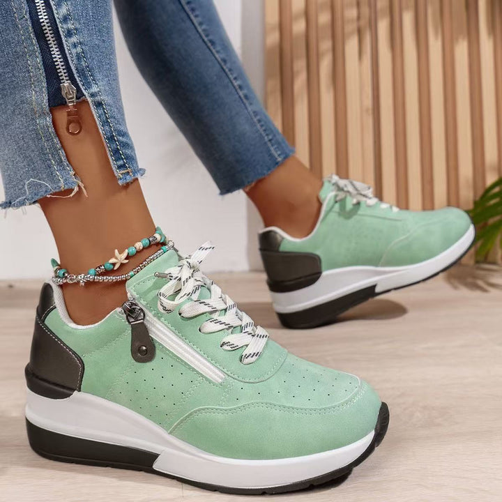Women's Comfortable Sneakers with Trendy Zipper and Breathable Sole Mune Fashion