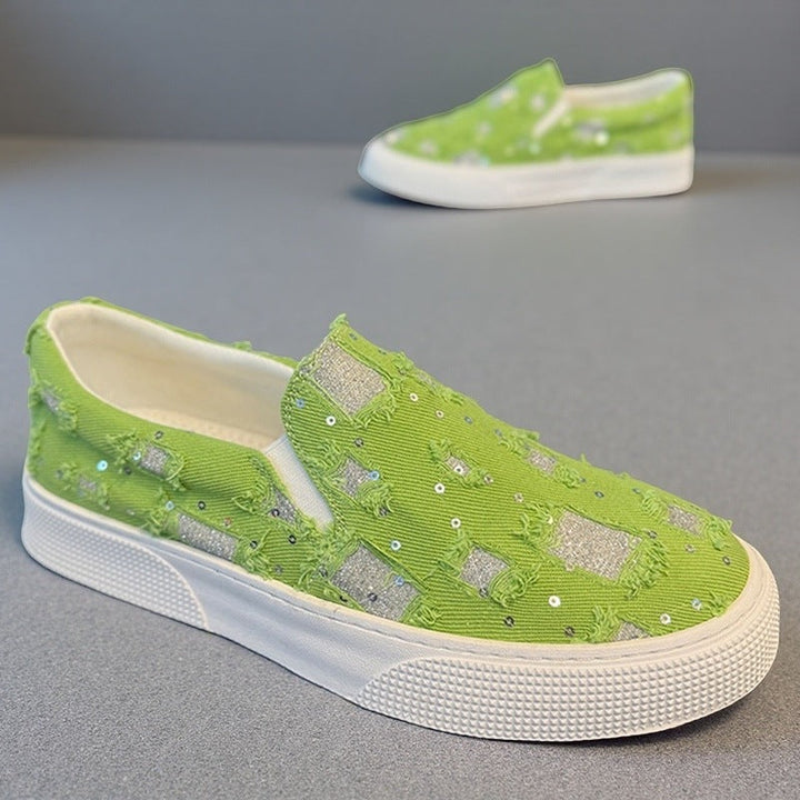 Women's Fashion Slip-On Sneakers with Sparkling Embellishments Mune Fashion