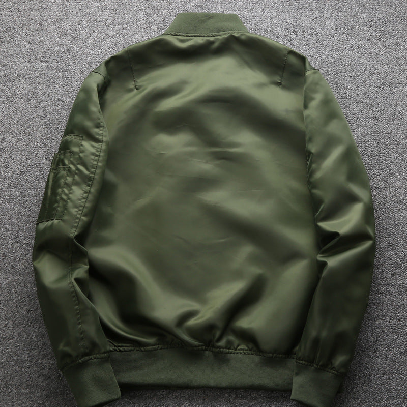 Men's Urban Nylon Bomber in Flight Look with Zipper Arm Pocket and Elastic Cuffs Mune Fashion