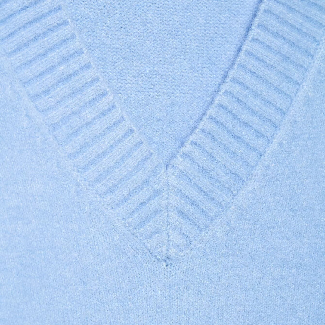 Women Oversize V-Neck Sweater with dropped shoulders and wide ribbed hem Mune Fashion