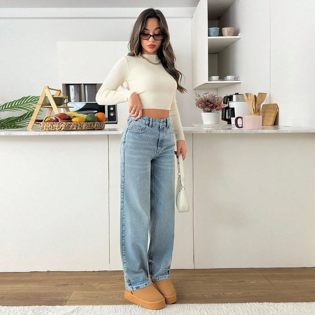 Women Relaxed-Fit High-Waist Jogger-Jeans with elastic ankle finish Mune Fashion