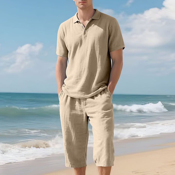 Men's light polo and bermuda set made of silky cotton jersey Mune Fashion