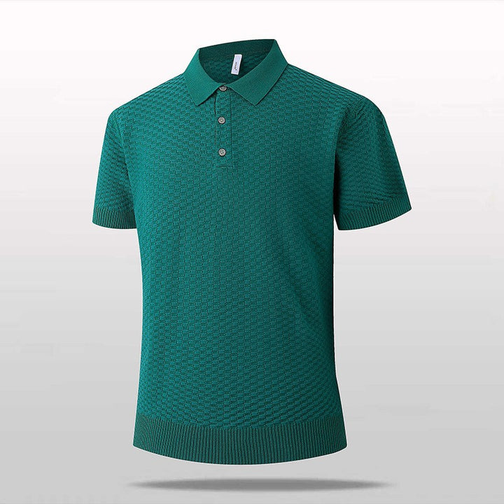 Men's Short Sleeve Polo Shirt with Structured Surface Mune Fashion