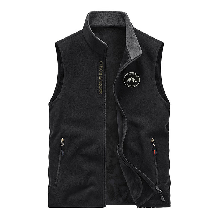Men's Fleece Outdoor Vest with high-neck collar and two zip pockets Mune Fashion