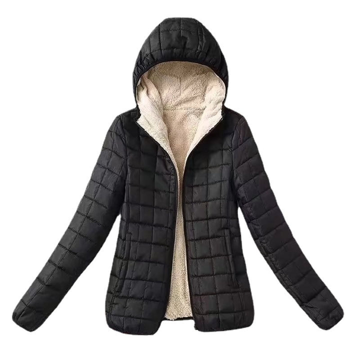 Women's quilted thermal hooded jacket with teddy fleece lining Mune Fashion