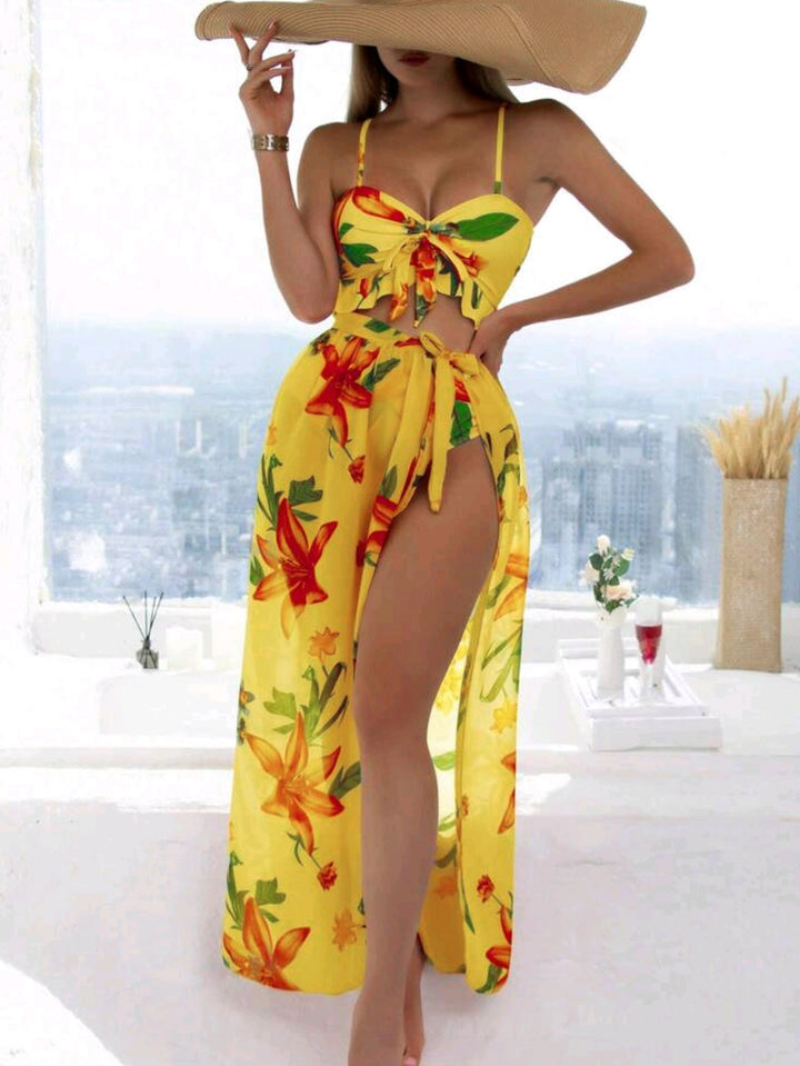 Women's bikini set with floral top and casual maxi skirt Mune Fashion