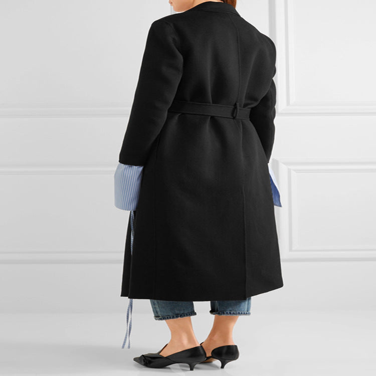 Women Oversized Long Coat in Minimalist Shawl Collar Tailoring Mune Fashion