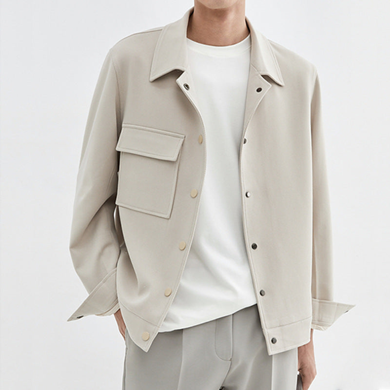 Men's Oversized Utility Jacket with Patch Chest Pocket and Snap Placket Mune Fashion