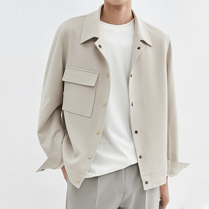 Men's Oversized Utility Jacket with Patch Chest Pocket and Snap Placket Mune Fashion