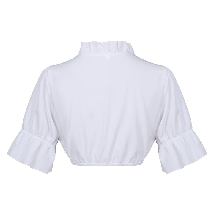 Women's lace bolero blouse with stand-up collar, 3/4 sleeves and tie band Mune Fashion
